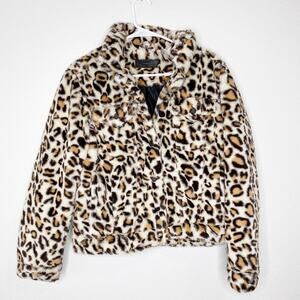 Blank NYC faux fur cheetah leopard print jacket size small